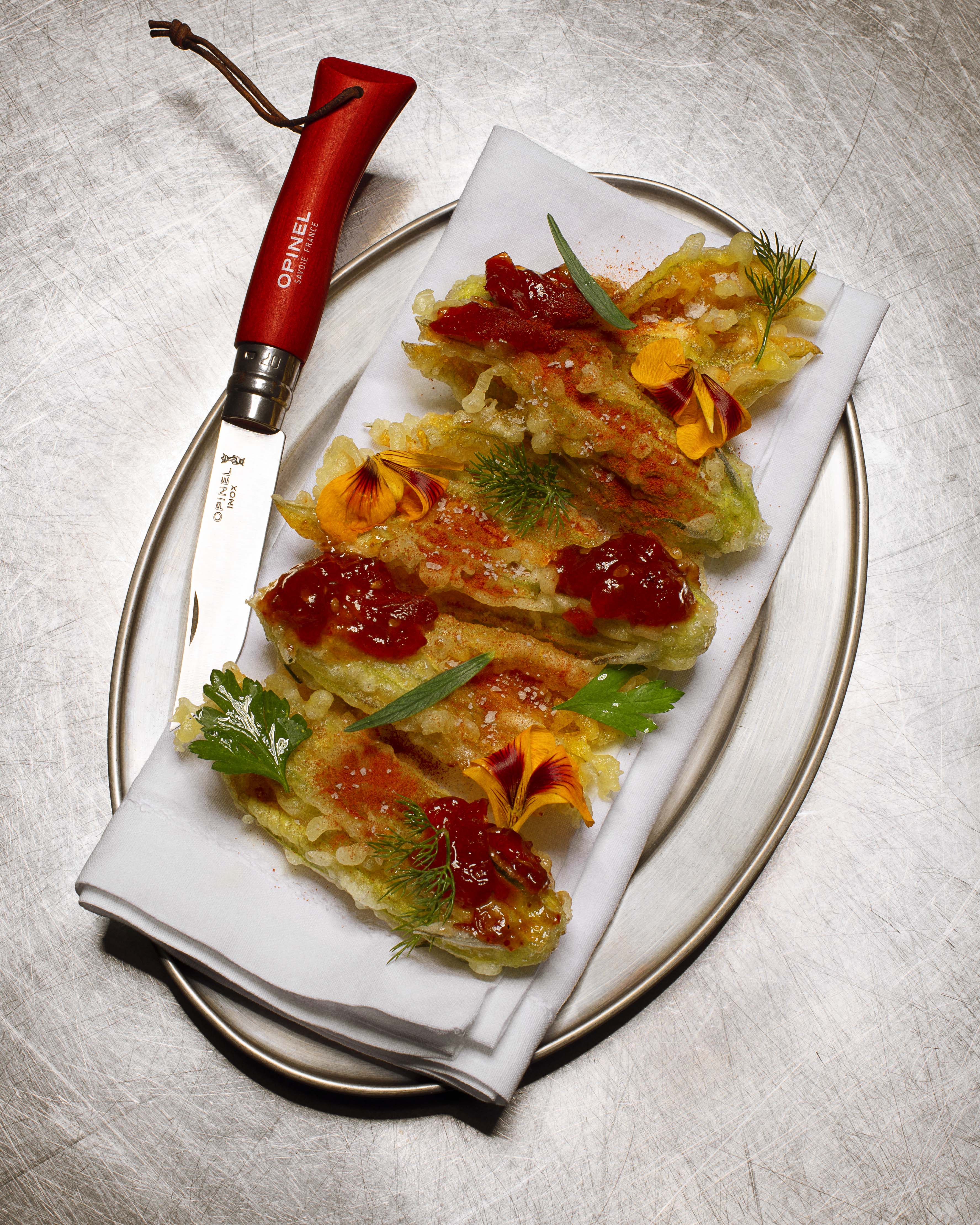 Image of finished Courgette Flowers dish